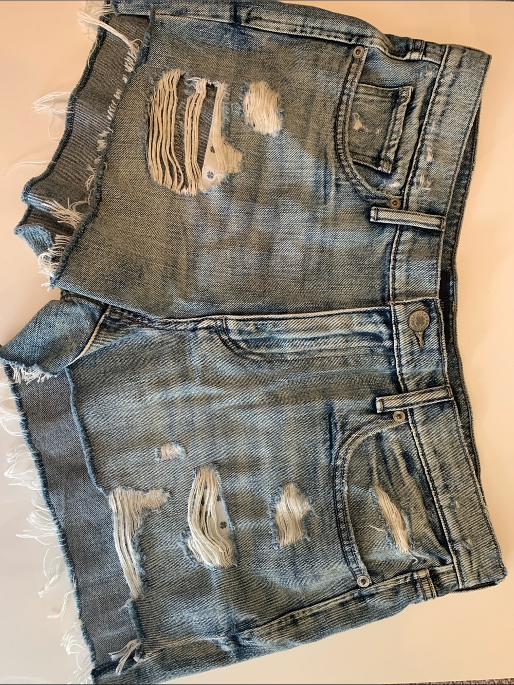 Lucky Brand Light Wash Distressed Denim Shorts The Boyfriend Short